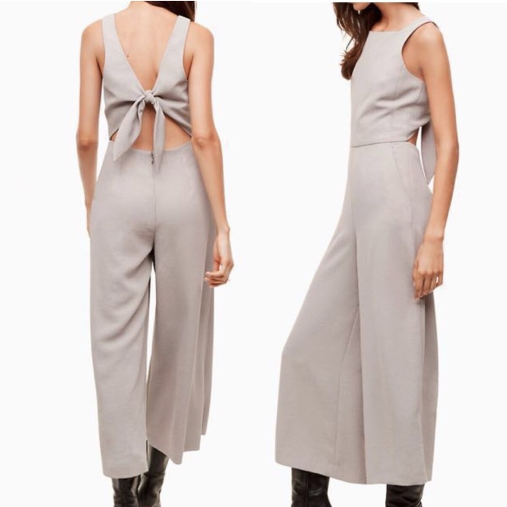 ARITZIA Elegant V-Neck Jumpsuit in Light Taupe